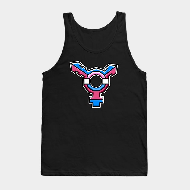 Trans Identity Pride Symbol with Flag Colours - Gender Sexuality - Transgender Symbol Tank Top by Bleeding Red Pride